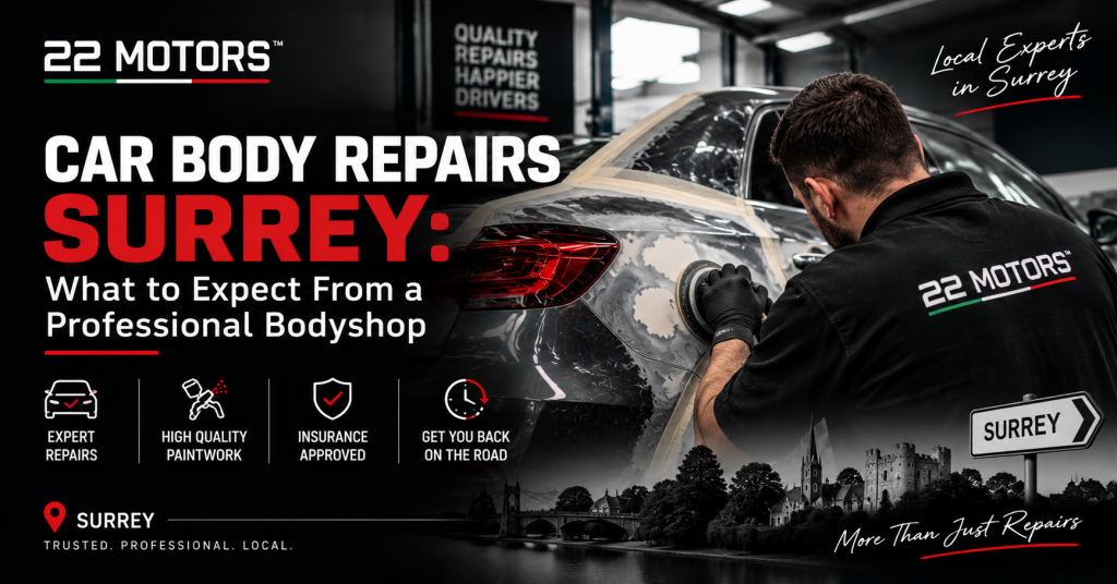 Professional car body repairs and accident damage repair in Surrey